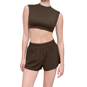 Women <b>Compression</b> Top Tennis Shorts Set Women 2 piece set Nylon Spandex Activewear Stretch Woven Sport set Custom OEM Factory - Product Image 1
