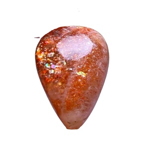 Pierre précieuse naturelle en cabochon de pierre de soleil orange, avec éclat doré et jeu de couleurs, pour bagues, pendentifs et conception de bijoux haut de gamme - Product Image 1