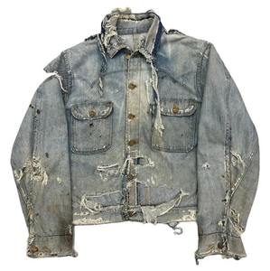 Veste en jean pour homme personnalisable OEM, décontractée, automne/hiver, coupe oversize, boutonnée, délavée, poches latérales, 100 % coton, écologique - Product Image 1