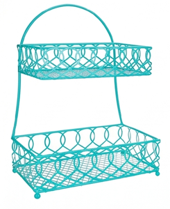 Ensemble de paniers de rangement en fil métallique bleu de qualité supérieure, forme rectangulaire avec poignée, design moderne, organisateur polyvalent pour un rangement soigné - Product Image 6