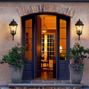 Set di 2 Lampade da Parete in Vetro Retrò per Esterni, Impermeabili, Compatibili con Diversi Tipi di Lampadine, con Sensore di Luce - Product Image 1