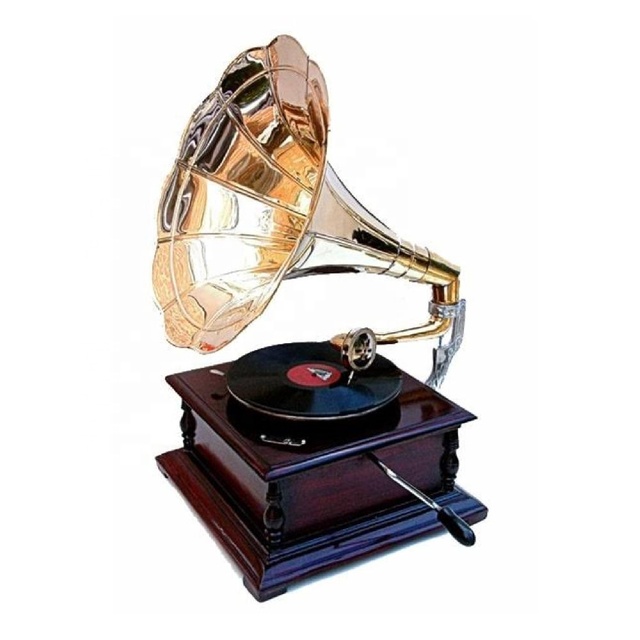 Antique Style 1920s Style Gramophone Brass with Horn Gold Polish Music Record Player Gramophone Home Decor Use At Wholesale