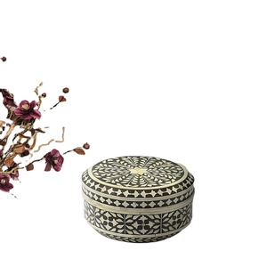 กล่องเครื่องประดับทำด้วยมือสีฟ้าสี่เหลี่ยมพร้อมสลักกระดูกและเพชรที่เก็บของหรูหราสำหรับแหวนกำไลข้อมือสร้อยคอและของขวัญ - Product Image 6