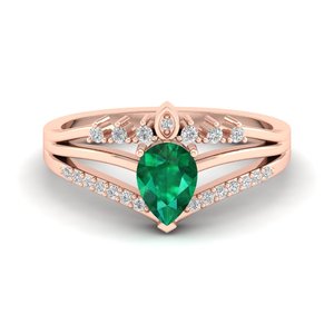 Bague REYES en argent sterling 925 avec émeraude verte taille poire de 0,75 carat et moissanite, cadeau de fiançailles, bijoux fins pour femmes - Product Image 5