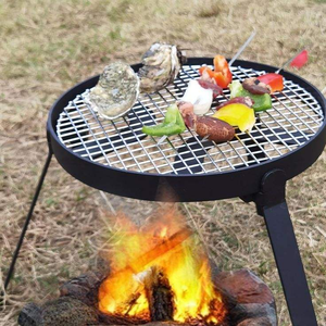 Large size iron <b>bbq</b> grill for camping and backyard grilling with high temperature retention and charcoal tray - Product Image 4