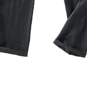 <b>Men's</b> Black Cotton Drawstring Pants Elastic Waist Casual Lightweight Straight Fit <b>Joggers</b> Spring Wear - Product Image 2