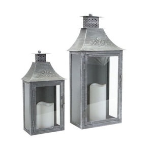 Farol de Vidrio y Madera con Asa de Cuerda, Decoración Rústica Vintage para el Hogar - Product Image 1