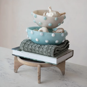 Light <b>Blue</b> Resin Salad <b>Bowl</b> White Polka Dots Cute Serving <b>Bowl</b> Modern Luxury Design Lightweight Party Use for Kitchen Tableware - Product Image 3