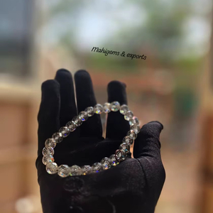 8 MM White Round Shape Moissanite <b>Bracelet</b> Gift For Her / Him - Product Image 1