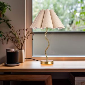 Minimalist <b>Bedside</b> Nightstand Lamp <b>with</b> Umbrella Style Fabric Shade Small <b>Table</b> Lamp for Home Office Lighting - Product Image 2