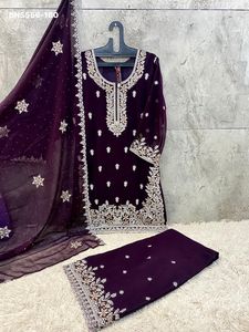 Colección de Trajes Plazzo-Dupatta de Georgette Pesado de Alta Calidad con Bordado y Trabajo Zarkan, Proveedor de India - Product Image 6