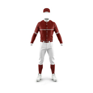 Custom Baseball Uniform Men's Full Sleeve Jersey With Number 10 And Name Embroidery Blue <b>Cap</b> Moisture Wicking Polyester - Product Image 5
