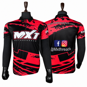 Camiseta de Motociclismo Personalizada por Sublimación para Hombre, Manga Larga, Secado Rápido, Cierre Frontal con Cremallera, Logotipo, Camiseta de Carreras - Product Image 1