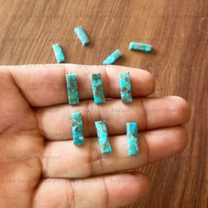 Blue Turquoise Polished Long Rectangle Bar Shape Flatback Cabochon Gemstone Jewelry Wholesale Supplier Jewelry Making - Product Image 4