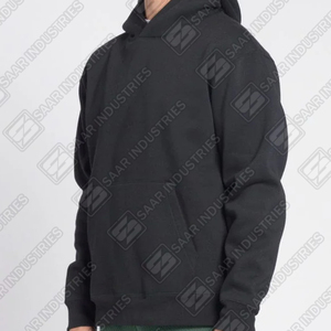 Classic Unisex <b>Black</b> Hooded Sweatshirt Soft <b>Fleece</b> Feel Streetwear Style Pullover Hoodie Everyday Wear 100% Cotton Oversized - Product Image 3