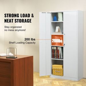 Armadio Metallico di Stoccaggio da 200 FT con 2 Porte Magnetiche e 4 Ripiani Regolabili, Capacità di Stoccaggio di 71 FT - Product Image 2