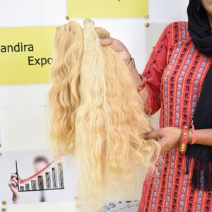 Cuticule brute non transformée alignée Genius Weft Bundles Blonde Wavy Hair Machine Double Weft Deep Wave Cheveux humains vietnamiens - Product Image 3