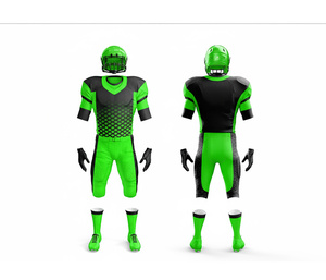 Ensemble d'uniformes de football américain, logo personnalisé, vêtements de sport par sublimation |   Ensemble de football avec maillot et pantalon |   Polyester respirant - Product Image 3