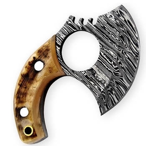 Cuchillo para Pizza de Acero de Damasco de Grado Industrial, Hecho a Mano, de Alta Calidad, con Mango de Madera y Funda de Cuero - Product Image 4