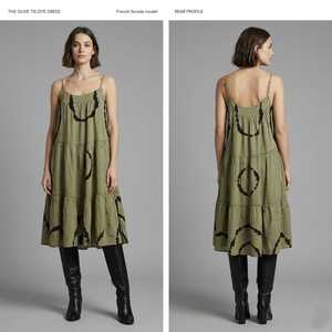 Midi <b>Dress</b> Spaghetti Strap Boho Loose Fit Tiered Hem Summer Casual Woven Cotton Bamboo Fiber Geometric Print - Product Image 4