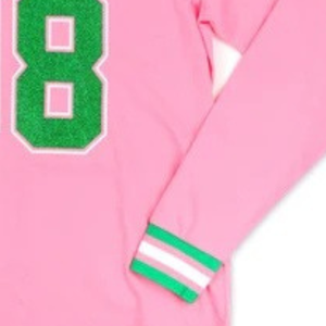 Pink Long Sleeve Jersey Women V Neck Varsity Sports <b>Shirt</b> 08 Graphic Athletic Hockey Style Collegiate - Product Image 2
