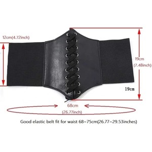 Ceinture Corset Élastique Large en Cuir Véritable Noir Écologique et Respirant pour Femme, à Lacets Frontaux, Extensible Sous la Poitrine, Vente en Gros Personnalisée - Product Image 6