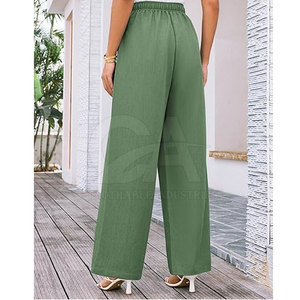 Women Mid Waist Wide Leg <b>Summer</b> <b>Trousers</b> <b>Lightweight</b> Breathable Casual Pants <b>Ladies</b> Loose Fit Linen Blend <b>Summer</b> Pants - Product Image 6