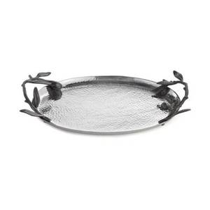 Bandeja Rectangular de Madera Martillada con Asas Laterales de Rama de Olivo Oscuro, Plato para Catering, Exhibición de Alimentos, Ramadán, Pascua, Venta al por Mayor - Product Image 1