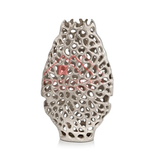 Vase de table en métal argenté pour salon Meilleure vente Décoration de mariage de qualité supérieure Vase à fleurs en métal coulé au sable Meilleur vendeur - Product Image 2