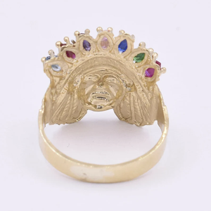 Vintage 10K Gold Cocktail <b>Ring</b> With Marquise Sapphire Stones Prong Setting Flower Design Women's Engagement Jewelry - Product Image 2