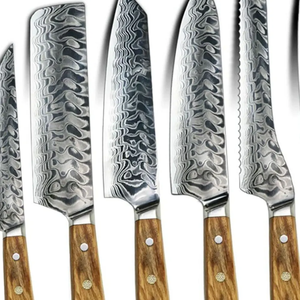 Premium Handmade Etched Damascus Steel Chef <b>Knife</b> <b>Set</b> Full Tang Wooden Handle Professional Kitchen Cutlery OEM Manufacturer - Product Image 6
