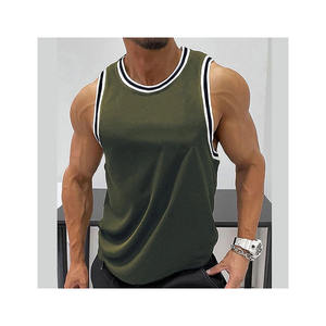 Débardeur jaune sans manches pour homme, col rond, couleur unie, respirant, tricoté, décontracté, style muscle - Product Image 5