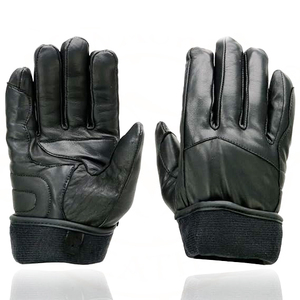 Samroz Sports Men's Black Cowhide Leather Gauntlet Motorcycle Hand <b>Gloves</b> - Product Image 3