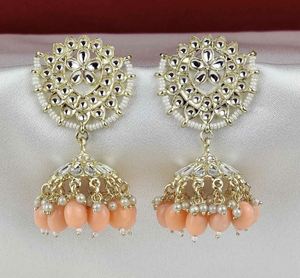 Gold Plated Alloy Flower Design Crystal Rhinestone Chandelier Earrings With Imitation Pearl Drops Women's Wedding Partywear - Product Image 2