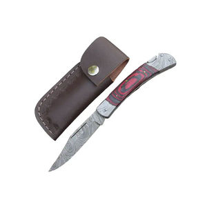 Couteau pliant compact en acier Damas avec motif gravé personnalisé et verrouillage sécurisé, couteau de poche Damas artisanal - Product Image 1