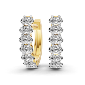 Boucles d'oreilles créoles ovales en or jaune massif 14 carats avec diamant de laboratoire Altair, certifiées IGI, bijoux personnalisés pour femmes, design unique - Product Image 5