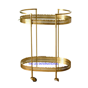 Chariot de service 3 niveaux en métal et bois de haute qualité pour intérieur/extérieur, chariot de rangement avec structure en fer pour salon - Product Image 2