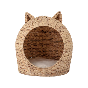 เตียงแมวทรงถ้ำทำจากผักตบชวาคุณภาพสูง ทอมือ แข็งแรง ทนทาน เป็นมิตรกับสิ่งแวดล้อม พร้อมเบาะรองนอนถอดซักได้ ผลิตโดยช่างฝีมือชาวเวียดนาม - Product Image 1