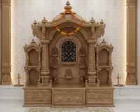 Magnifique Mandir de prière en bois de teck sculpté à la main, unité de culte traditionnelle hindoue personnalisée pour la maison, salon, chambre, salle à manger, durable