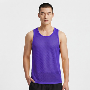 Factory Price Breathable Plain Dyed Men Sports Mesh Sleeveless Mesh <b>Singlets</b> for Men Transparent Vest for Sale - Product Image 1