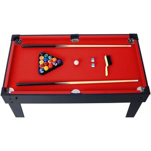 Tavolo Multigioco 5-in-1 per Sport Indoor Nero/Rosso: Biliardo, Hockey da Tavolo, Calcio Balilla, Ping Pong, Pallacanestro - Product Image 1