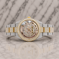 Montre de luxe pour homme en acier inoxydable entièrement sertie de diamants Moissanite VVS, mouvement à quartz analogique de 20 mm, résistance à l'eau 10 bars