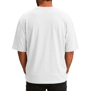 เสื้อยืดโอเวอร์ไซส์ลายตัวอักษรสำหรับผู้ชาย สไตล์ใหม่ ผ้าฝ้าย 100% ทรงหลวม ไหล่ตก สตรีทแวร์  แบบเรียบด้านหน้า  ลำลอง ใส่สบายสำหรับฤดูร้อน - Product Image 5