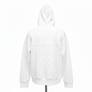 Sweat à capuche zippé en molleton 100% coton, sur mesure, pour homme, effet usé sur toute la surface, coupe ample et épaisse, style streetwear. - Product Image 2