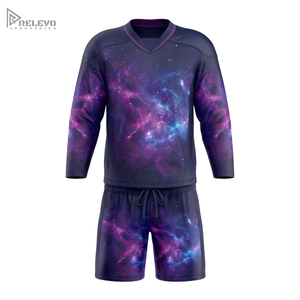 Kit de hockey sur glace entièrement sublimé OEM, col en V, manches longues, uniforme de hockey sur glace cosmique Deep Space, ensemble short, n'importe quel design/couleur - Product Image 1