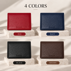 Grain Leather Fashion Coin <b>Wallet</b> <b>Slim</b> <b>Card</b> Holder Open Closure Waterproof Polyester Lining 4 Color Selection for Daily Carry - Product Image 1