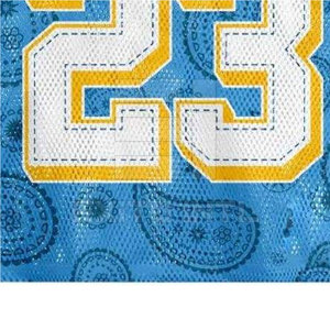 Maillot de football imprimé bandana pour homme, numéro 23 brodé, col en V en maille, streetwear hip-hop, chemise de sport américaine surdimensionnée, sur mesure - Product Image 4