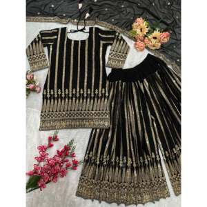 Ensemble de vêtements de soirée pour femmes de créateur Plazzo Dupatta - Product Image 5