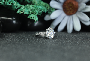Factory Price Oval Cut Moissanite Engagement <b>Ring</b> 925 <b>Silver</b> Rhodium Plated Vintage Wedding <b>Ring</b> for Women - Product Image 2