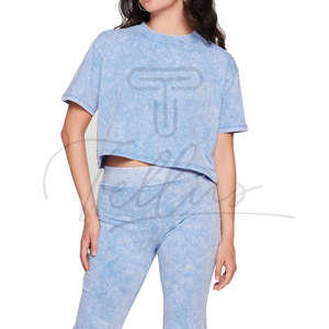 เสื้อครอปท็อปวินเทจผู้หญิงสั่งทำขายส่ง เสื้อคลุมใส่สบายระบายอากาศได้ดีสำหรับฤดูร้อน ล้างสีแบบแอซิดวอช - Product Image 2